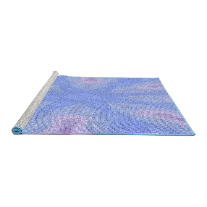 Sideview of Machine Washable Transitional Sky Blue Rug, wshpat1775blu