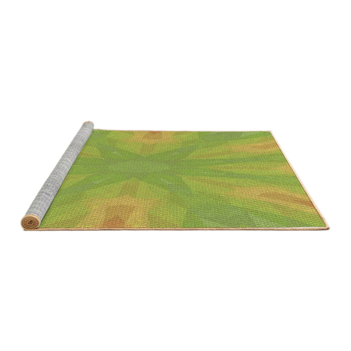 Sideview of Machine Washable Transitional Pistachio Green Rug, wshpat1775brn