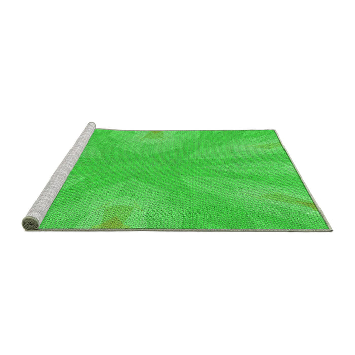 Sideview of Machine Washable Transitional Lime Green Rug, wshpat1775grn