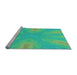 Sideview of Machine Washable Transitional Lime Mint Green Rug, wshpat1775lblu