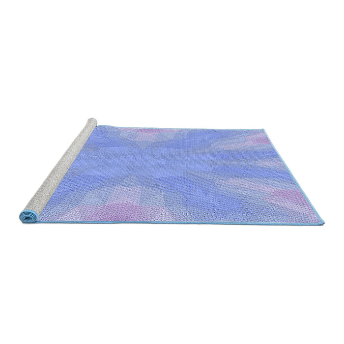 Sideview of Machine Washable Transitional Sky Blue Rug, wshpat1776blu