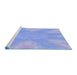 Sideview of Machine Washable Transitional Sky Blue Rug, wshpat1776blu