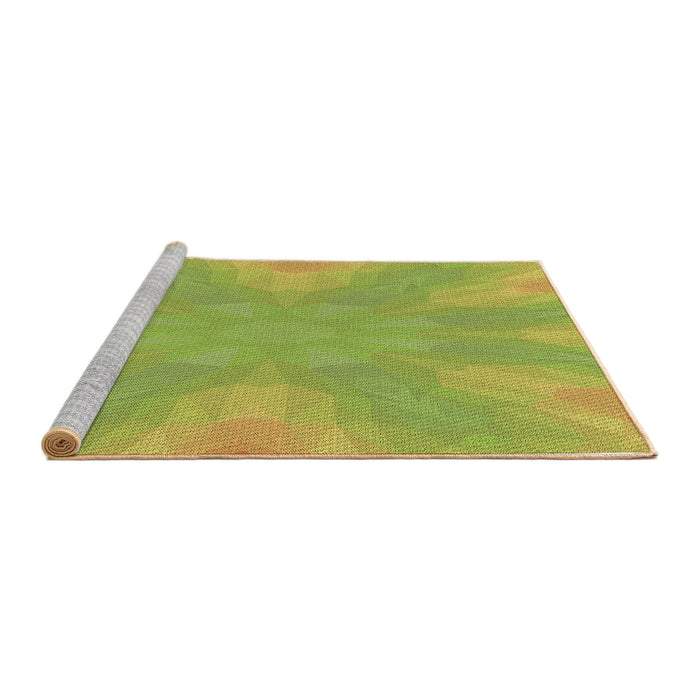 Sideview of Machine Washable Transitional Pistachio Green Rug, wshpat1776brn
