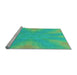 Sideview of Machine Washable Transitional Lime Mint Green Rug, wshpat1776lblu