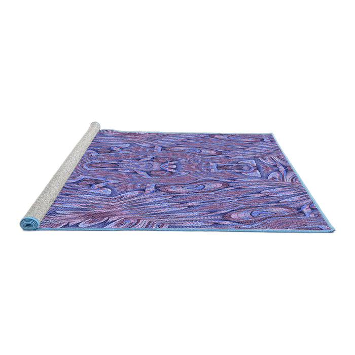 Sideview of Machine Washable Transitional Purple Mimosa Purple Rug, wshpat1777blu