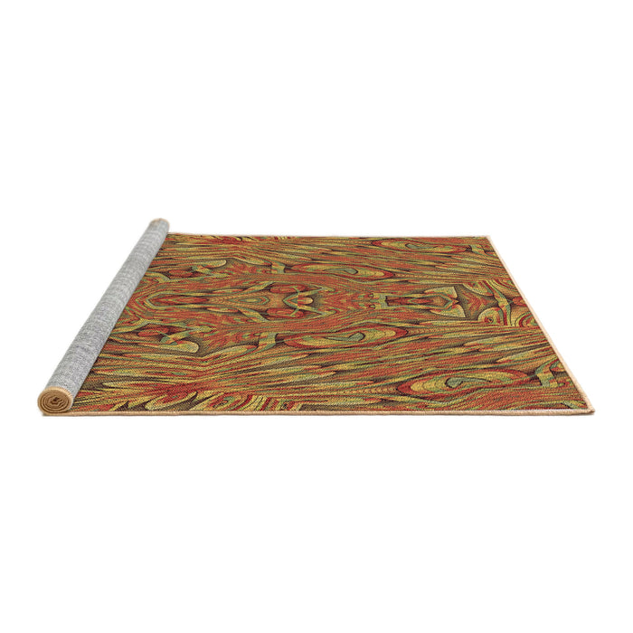 Sideview of Machine Washable Transitional Mahogany Brown Rug, wshpat1777brn