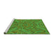 Sideview of Machine Washable Transitional Seaweed Green Rug, wshpat1777grn