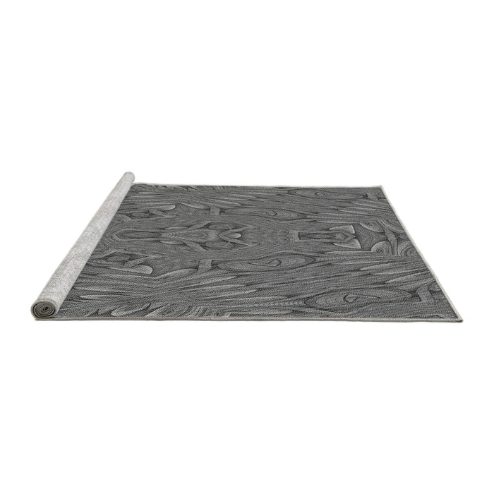 Sideview of Machine Washable Transitional Grey Gray Rug, wshpat1777gry