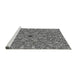 Sideview of Machine Washable Transitional Grey Gray Rug, wshpat1778gry