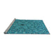 Sideview of Machine Washable Transitional Blue Rug, wshpat1778lblu