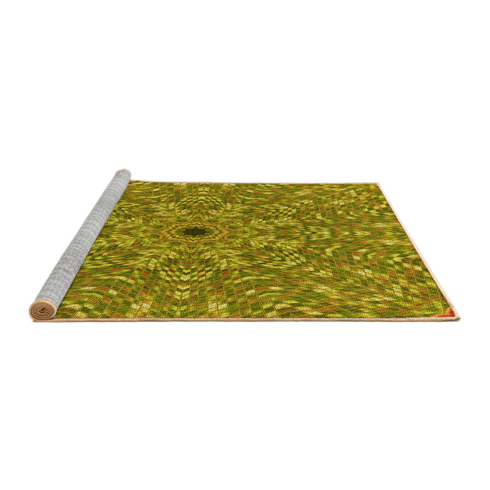 Sideview of Machine Washable Transitional Yellow Rug, wshpat1778yw