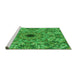 Sideview of Machine Washable Transitional Green Rug, wshpat1779grn