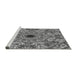 Sideview of Machine Washable Transitional Grey Gray Rug, wshpat1779gry