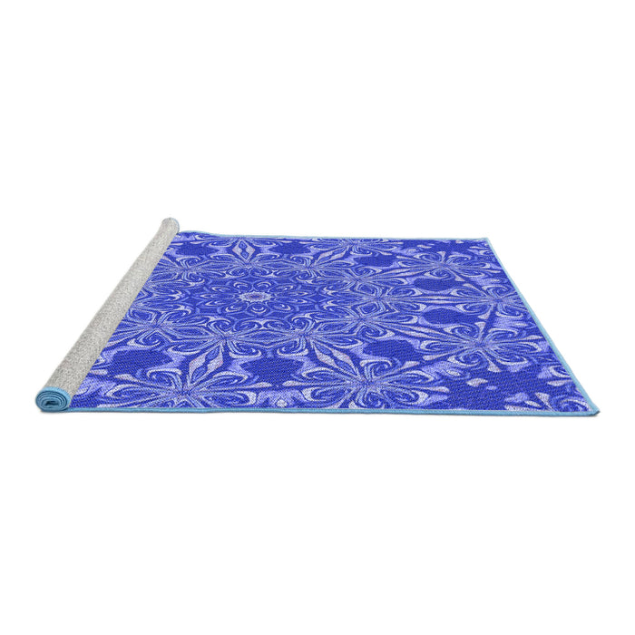 Sideview of Machine Washable Transitional Sky Blue Rug, wshpat178blu