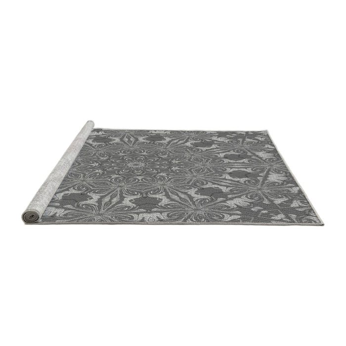 Sideview of Machine Washable Transitional Ash Gray Rug, wshpat178gry