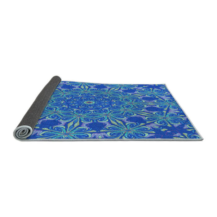 Thickness of Patterned Blue Orchid Blue Rug, pat178lblu