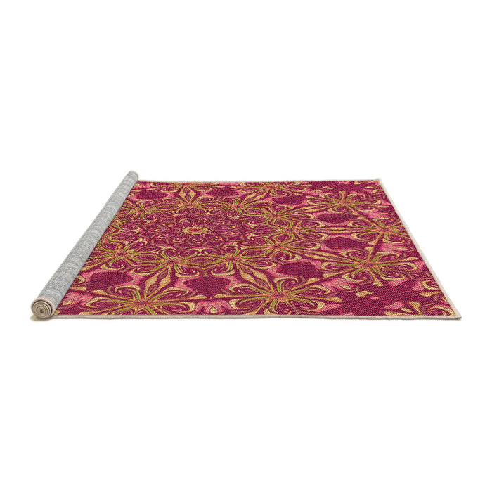 Sideview of Machine Washable Transitional Orange Rug, wshpat178org