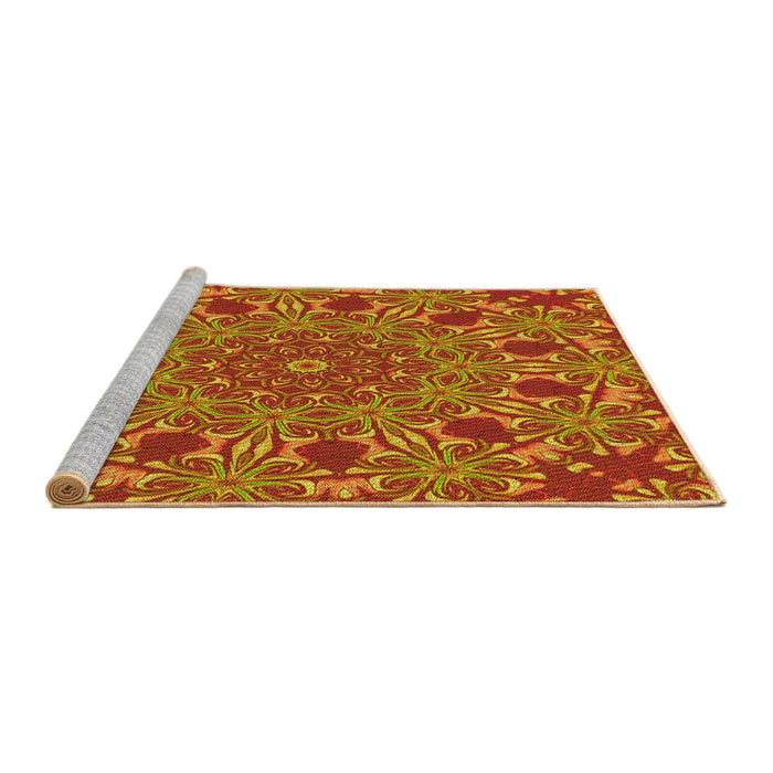 Sideview of Machine Washable Transitional Neon Red Rug, wshpat178yw