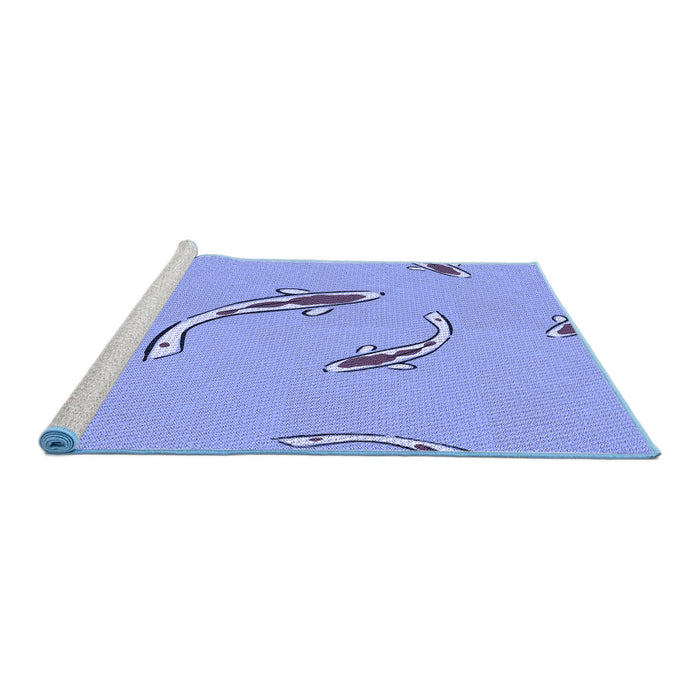 Sideview of Machine Washable Transitional Light Sky Blue Rug, wshpat1780blu