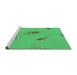 Sideview of Machine Washable Transitional Neon Green Rug, wshpat1780grn