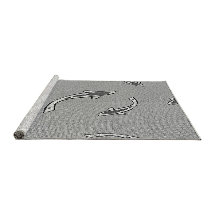 Sideview of Machine Washable Transitional Gray Rug, wshpat1780gry