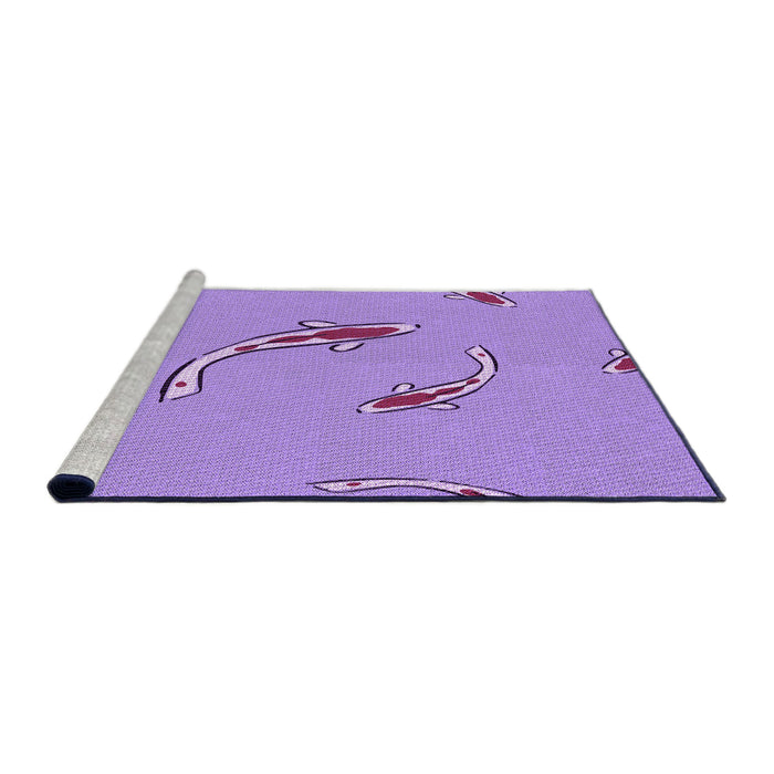 Sideview of Machine Washable Transitional Bright Lilac Purple Rug, wshpat1780pur