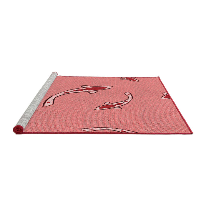 Sideview of Machine Washable Transitional Red Rug, wshpat1780rd