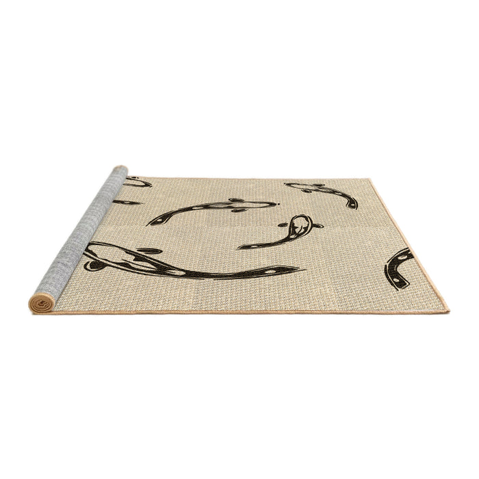 Sideview of Machine Washable Transitional Moccasin Beige Rug, wshpat1781brn