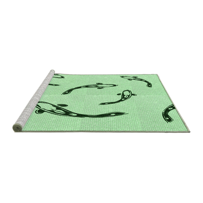 Sideview of Machine Washable Transitional Mint Green Rug, wshpat1781grn