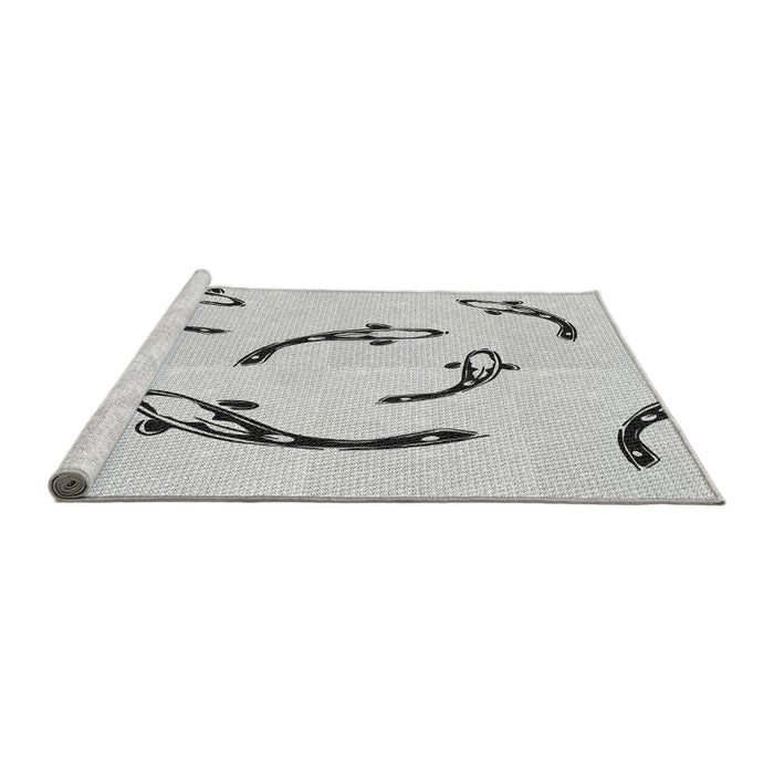 Sideview of Machine Washable Transitional Platinum Gray Rug, wshpat1781gry