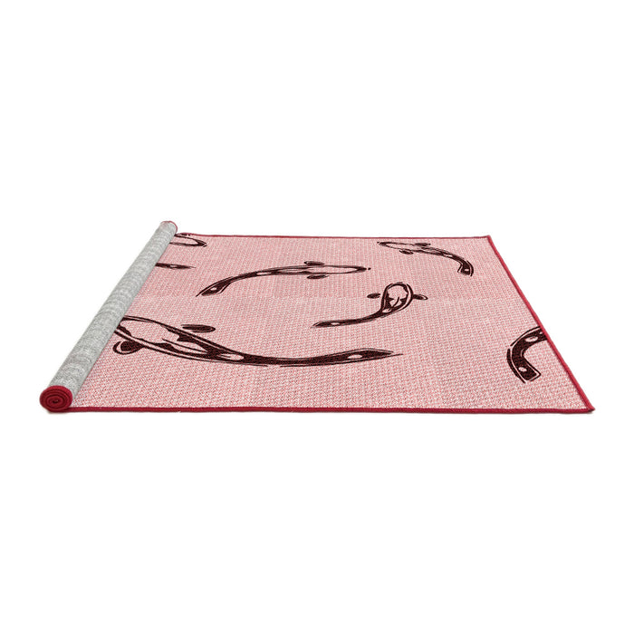 Sideview of Machine Washable Transitional Pink Rug, wshpat1781rd
