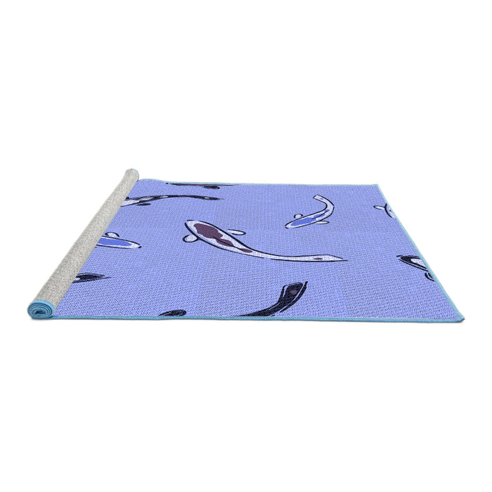 Sideview of Machine Washable Transitional Sky Blue Rug, wshpat1782blu