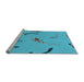 Sideview of Machine Washable Transitional Dark Turquoise Green Rug, wshpat1782lblu