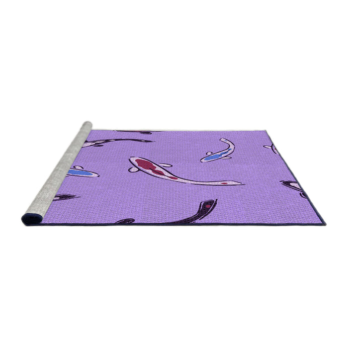 Sideview of Machine Washable Transitional Bright Lilac Purple Rug, wshpat1782pur