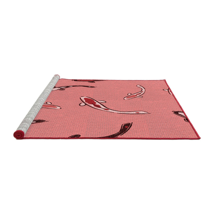 Sideview of Machine Washable Transitional Red Rug, wshpat1782rd
