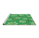 Sideview of Machine Washable Transitional Green Rug, wshpat1783grn