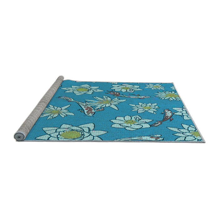 Sideview of Machine Washable Transitional Blue Ivy Blue Rug, wshpat1783lblu