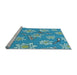 Sideview of Machine Washable Transitional Blue Ivy Blue Rug, wshpat1783lblu