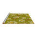 Sideview of Machine Washable Transitional Dark Yellow Green Rug, wshpat1783yw