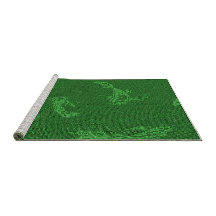 Sideview of Machine Washable Transitional Dark Green Rug, wshpat1784grn