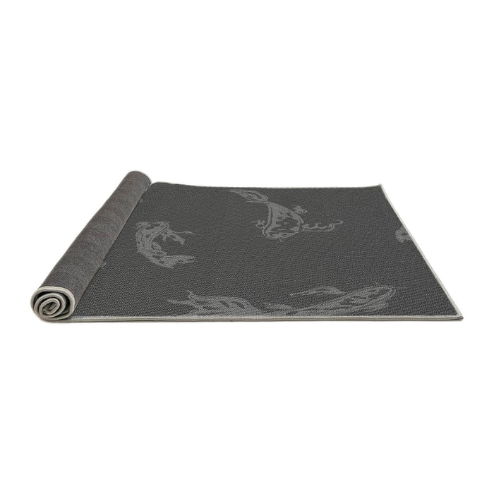 Thickness of Patterned Black Rug, pat1784gry