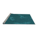 Sideview of Machine Washable Transitional Dark Turquoise Green Rug, wshpat1784lblu