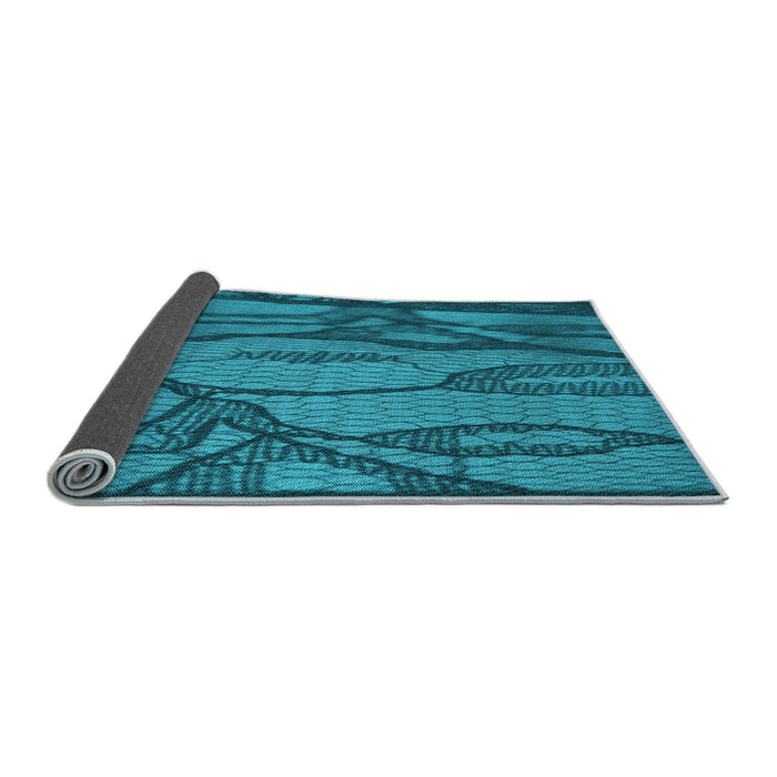 Thickness of Patterned Teal Green Rug, pat1785lblu
