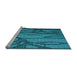 Sideview of Machine Washable Transitional Teal Green Rug, wshpat1785lblu