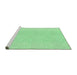 Sideview of Machine Washable Transitional Green Rug, wshpat1786grn