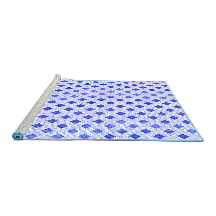 Sideview of Machine Washable Transitional Lavender Blue Rug, wshpat1787blu
