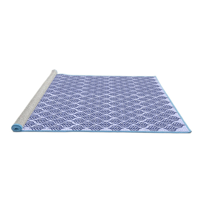 Sideview of Machine Washable Transitional Blue Rug, wshpat1789blu