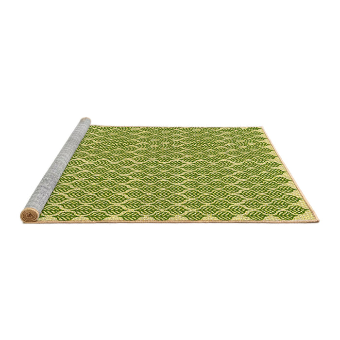Sideview of Machine Washable Transitional Seaweed Green Rug, wshpat1789yw