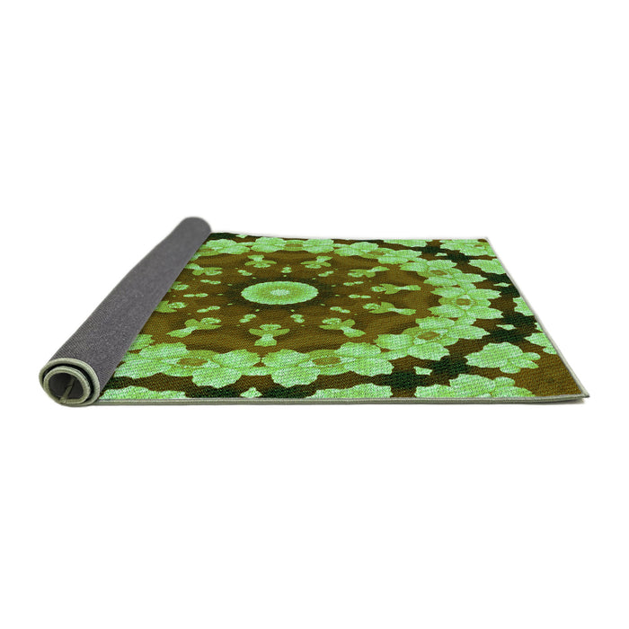 Thickness of Patterned Emerald Green Rug, pat179grn