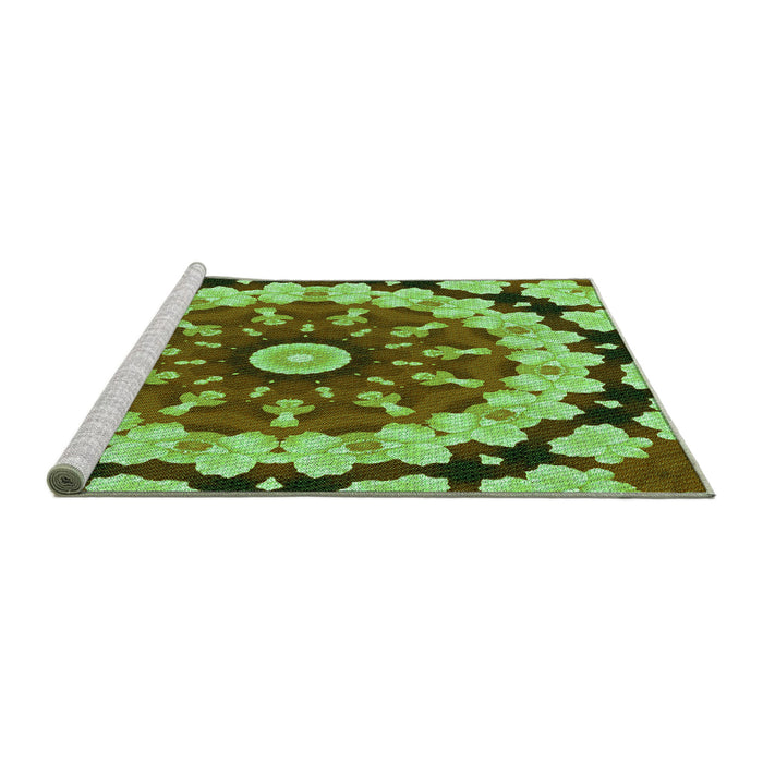 Sideview of Machine Washable Transitional Emerald Green Rug, wshpat179grn